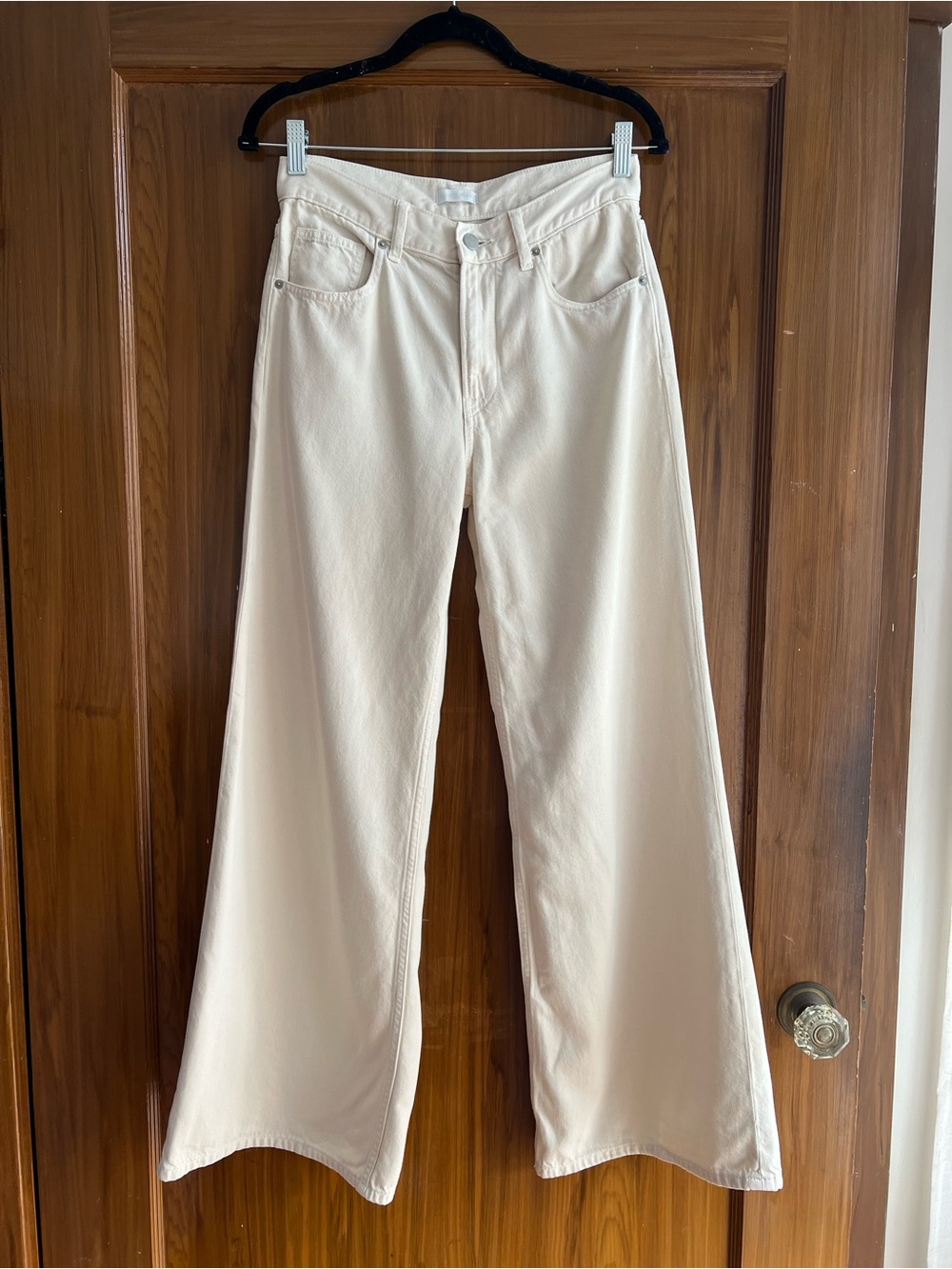 Uniqlo Cream Wide-Leg High-Rise Jeans